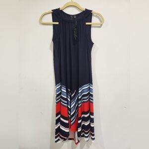 NWT Navy and Red Striped Sleeveless Dress
